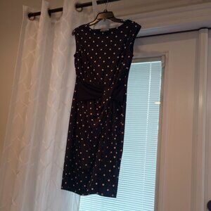 Navy white polka dot capped sleeve/sleeveless dress